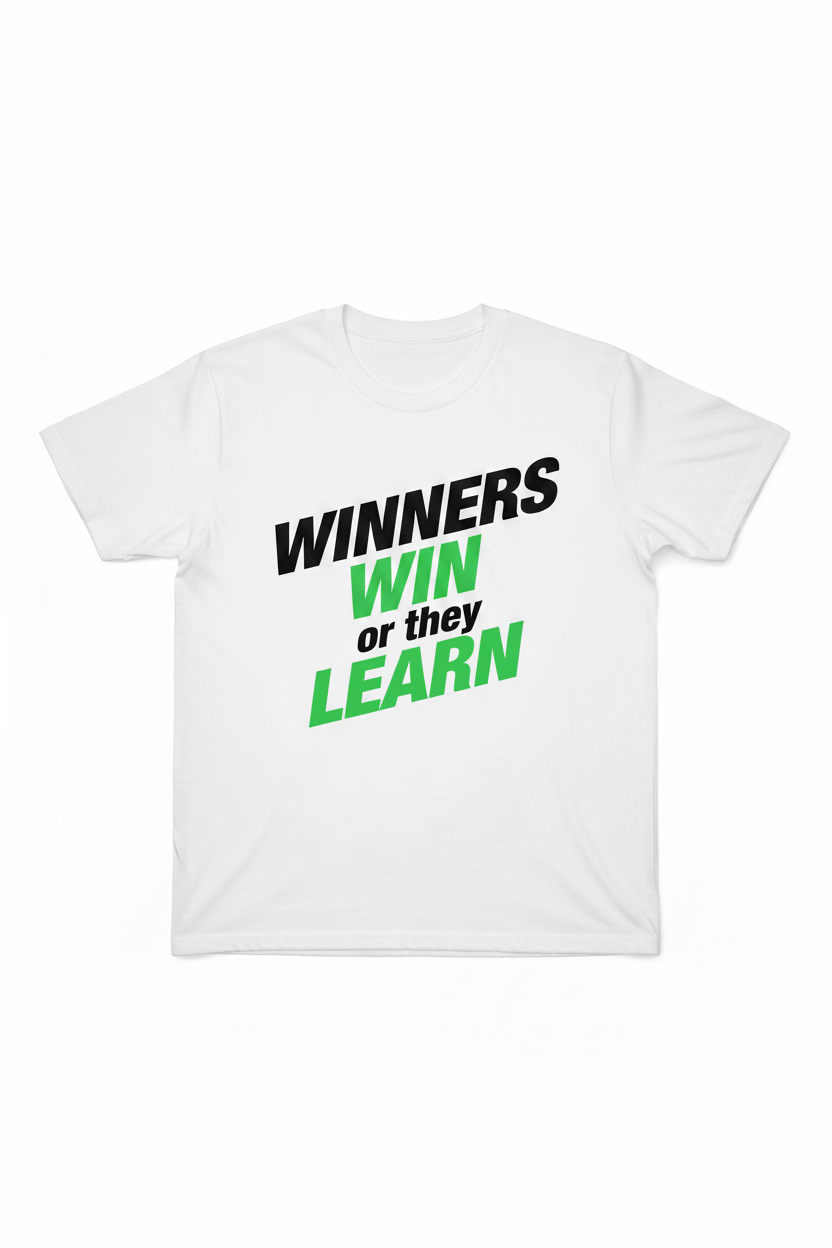 Front of Winners Win Tee - white colorway