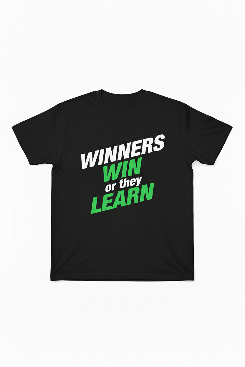 Front of Winners Win Tee - black colorway